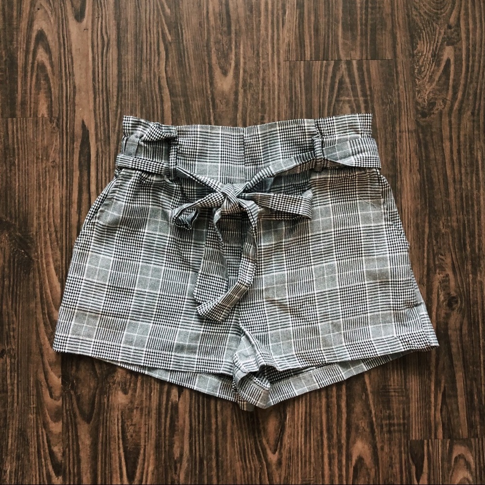plaid paper bag shorts